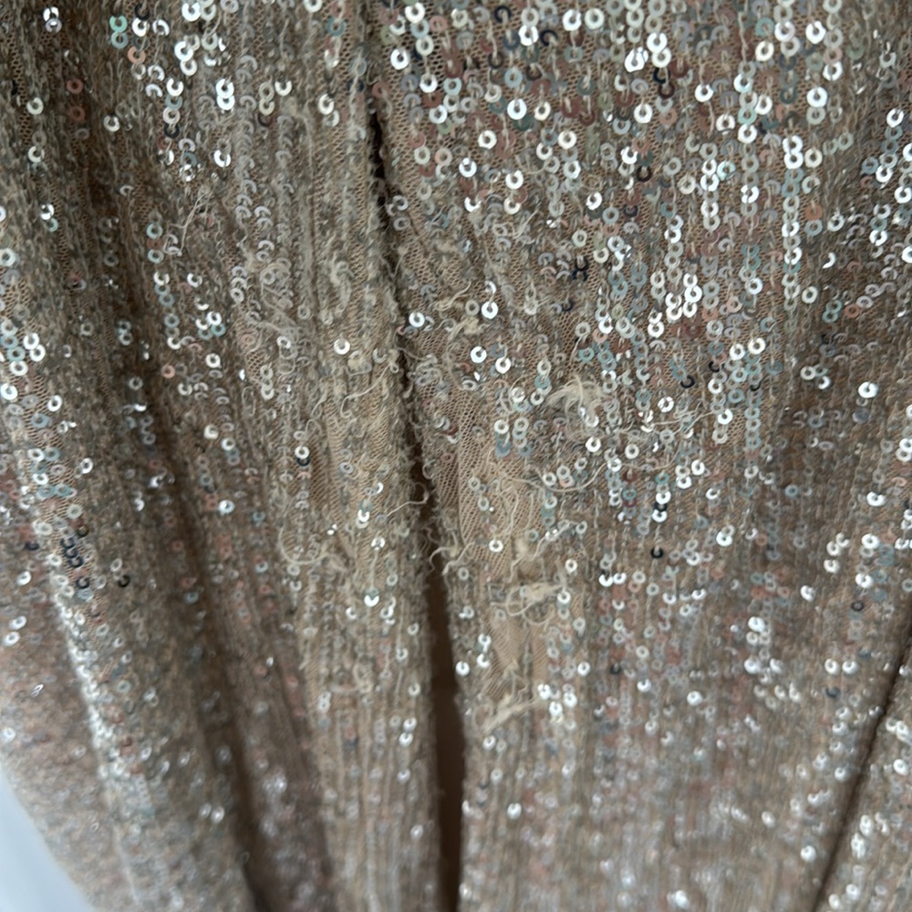 Silver Sequin Strapless Jumpsuit - image 5